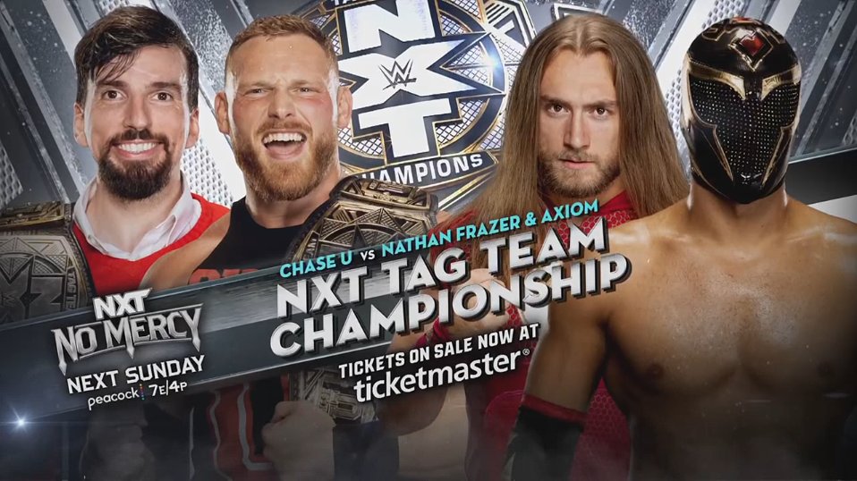 Chase U defenderán los Campeonatos por Parejas de NXT ante Axiom y Nathan Frazer en No Mercy 2024