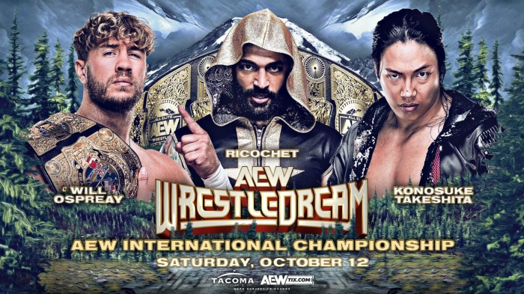 Will Ospreay (c) vs. Ricochet vs. Konosuke Takeshita por el Campeonato Internacional de AEW es oficial para WrestleDream