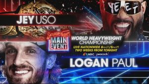 Jey Uso defenderá el Campeonato Mundial Peso Pesado contra Logan Paul en Satursday Night Main Event